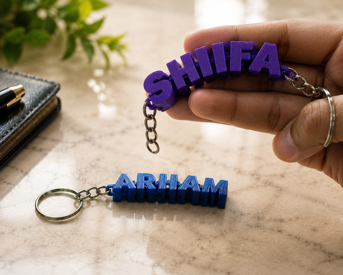 Personalized Name Keychains with accessories · Set of 3