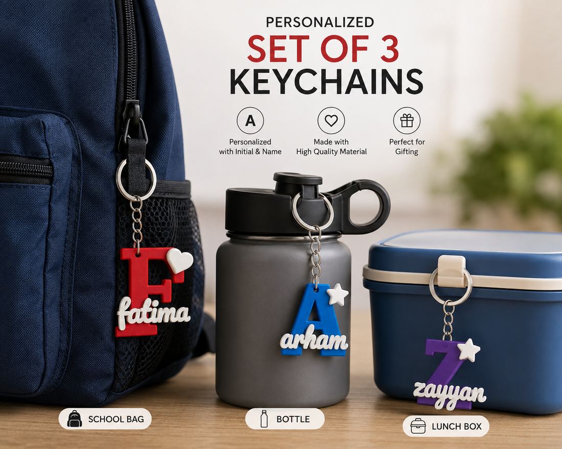 Personalized Name Initials Keychains – Pack of 3
